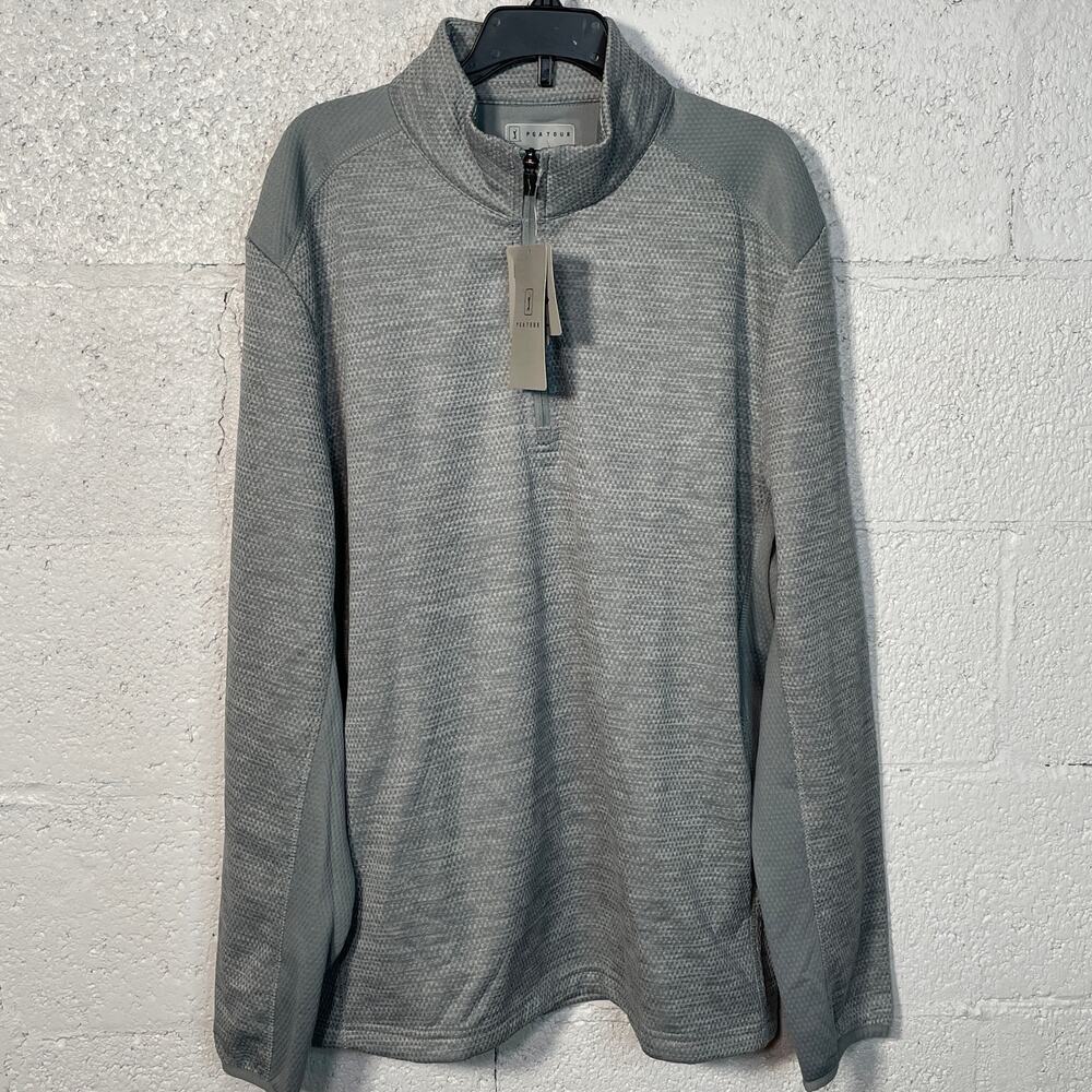 PGA TOUR Men's Two-Tone Quarter-Zip Golf Pullover grey medium